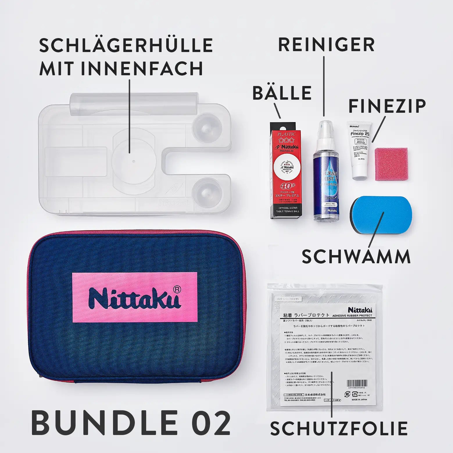 Sparset Tischtennis Schlägerhülle mit Innenfach inklusive Zubehör für Tischtennisspieler wie Belagreiniger und Schwamm als Bundle bestellen