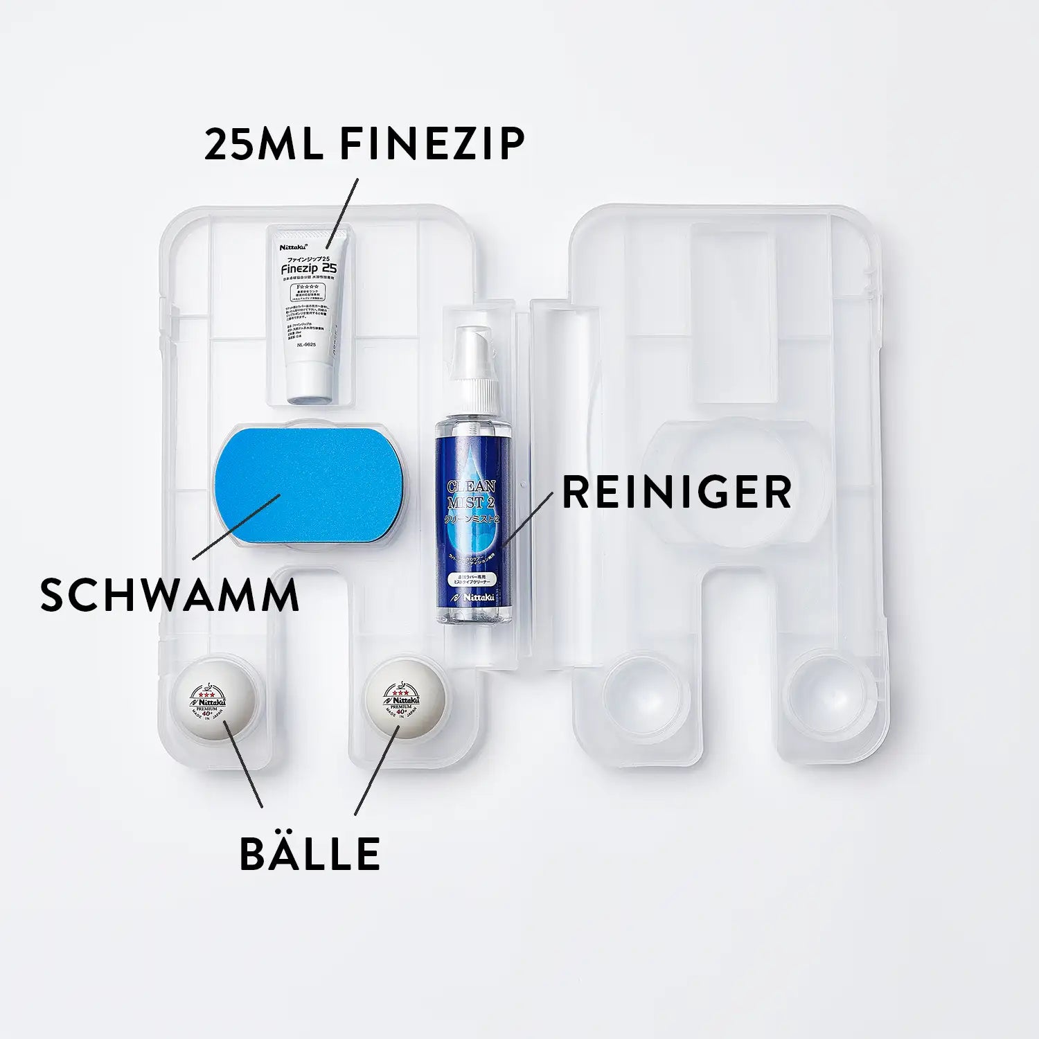 Sparset Tischtennis Schlägerhülle mit Innenfach inklusive Zubehör für Tischtennisspieler wie Belagreiniger und Schwamm als Bundle bestellen