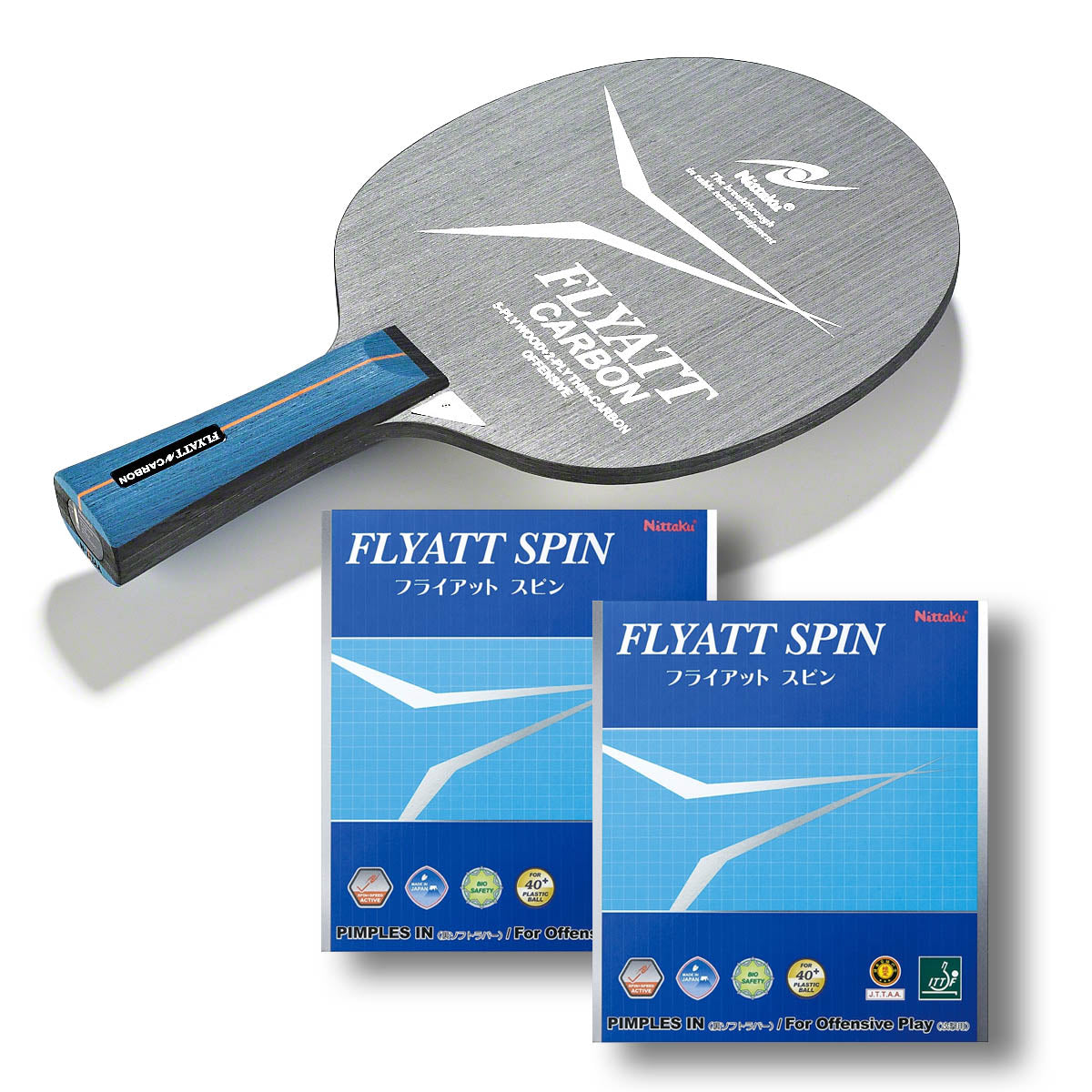 Kombi-Angebot zum Sparpreis Tischtennisschläger Flyatt Carbon + 2x Tischtennisbeläge Flyatt Spin von Nittaku Deutschland Tischtennis Shop