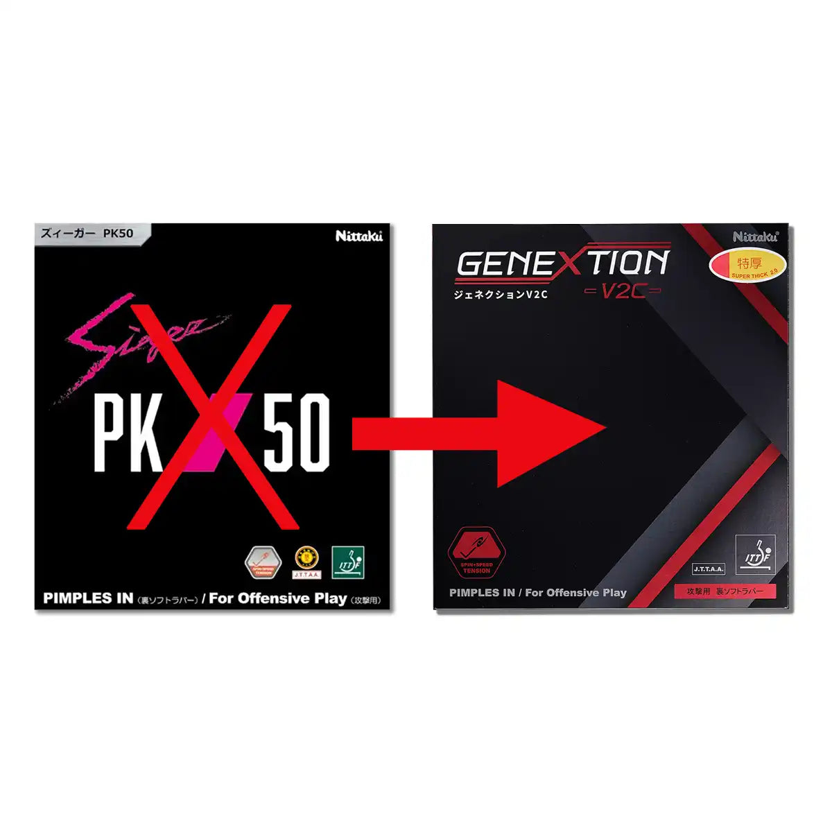 Nachfolger des Nittaku Sieger PK 50 ist derTischtennisbelag Genextion V2C von Nittaku