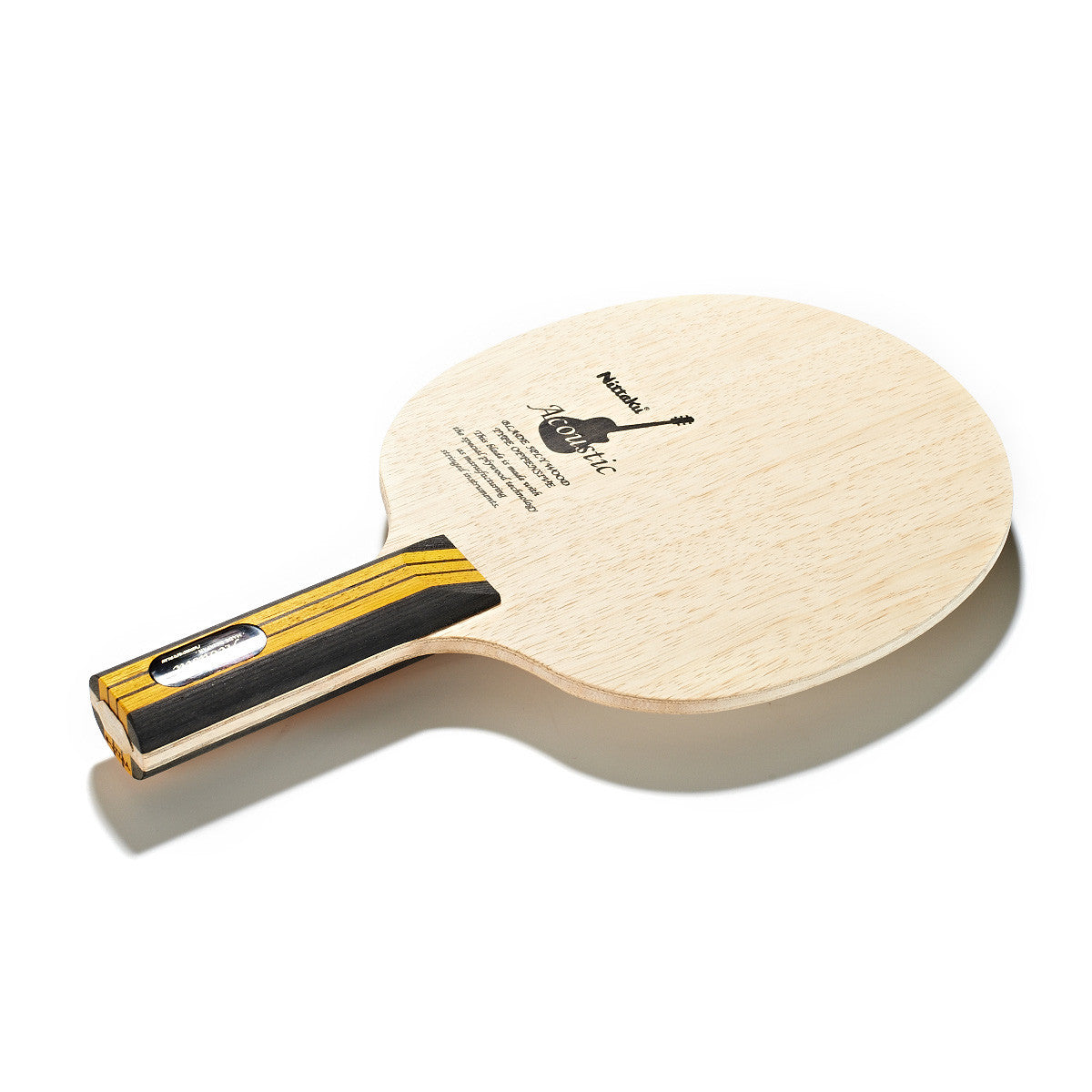 Nittaku Acoustic Tischtennis Holz. Fünfschichtiges Vollholz mit sehr guter Kontrolle. Griffform gerade